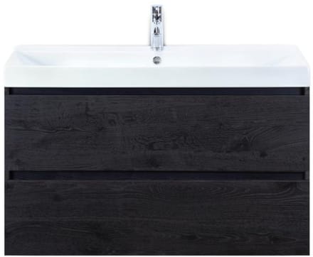 Maxx XL Badmeubelset 100 cm - Black Oak - Wastafel Just 1 Kraangat