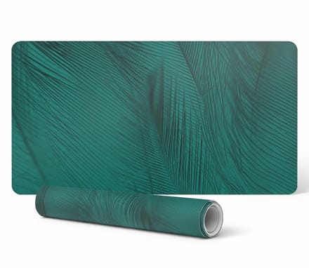 Moderne bureauonderlegger voor thuiswerken, met veren in verschillende tinten, 90x45 cm