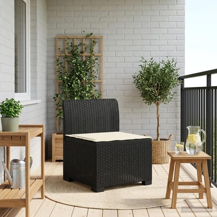 vidaXL - Eén-zits - Tuin - Sofa - met - Kussen - Rieten - Look - PP - Antraciet