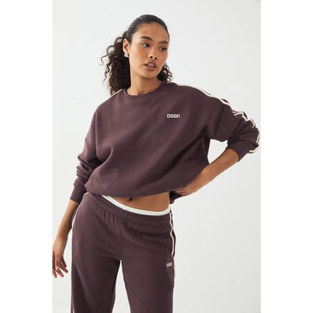 Dames DSGN Studio Oversized Sweatshirt met Zijstreep | Chocolate | Maat: XS