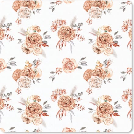 Muismat 20x20 cm - Mousepad Bloemen - Boho - Wit - Muismatten