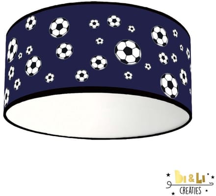 Plafondlamp voetbal donkerblauw-sfeerverlichting-incl diffuser-kinderkamer-incl plafondfitting-lamp-voetbal