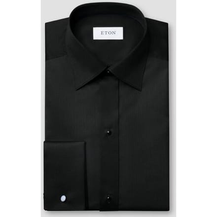 Eton Overhemd Subtle Texture Fine Striped Bib Evening Piqué Zwart / male