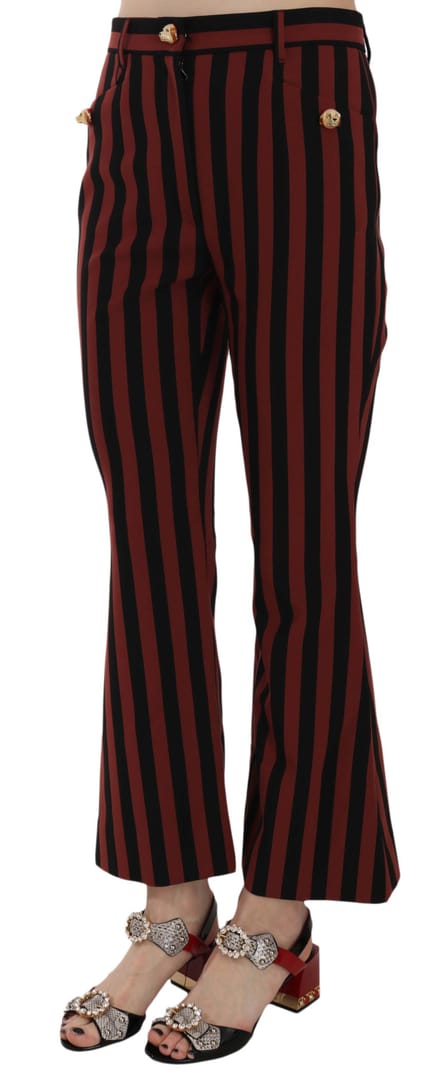 Dolce & Gabbana Zwarte Amarant Gestreepte Gekroesde Flared Broek voor dames