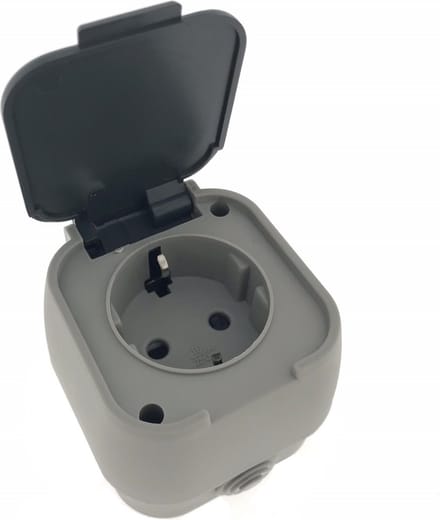 Benson Wandcontactdoos - Opbouw - Waterdicht - IP54 - 16A - Grijs/Antraciet