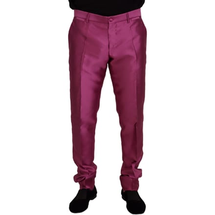Paarse Satijnen Broek Slim Fit
