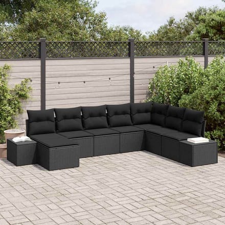 vidaXL Tuin Sofa Set 8 st Zwart poly rattan