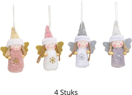 KerstHanger Engel 4 Stuks - Kerstversiering - Kerstboom Versiering - Kerstdecoratie - Kersthangers
