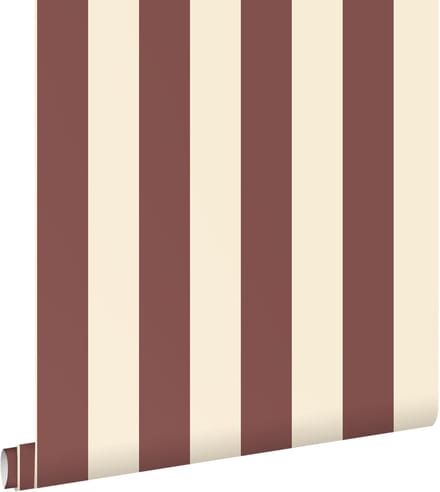 ESTAhome behang strepen bordeaux rood en wit - 0.53 x 10.05 m - 131978