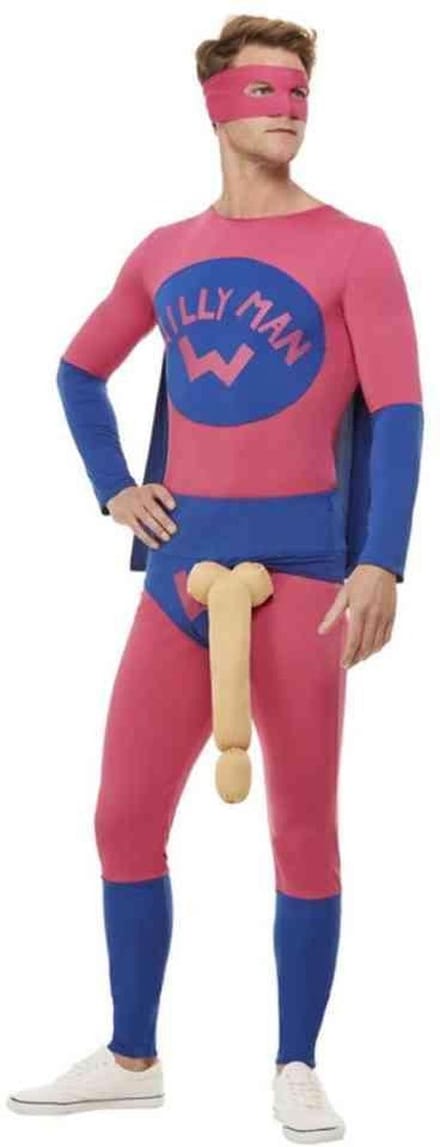 Smiffys Kostuum -M- Willyman Superhero Roze/Blauw