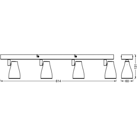 LEDVANCE Pear LED opbouwspot GU10 4-lamps grijs