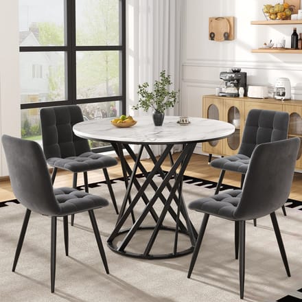 REDOM - 5-Delige Eethoek - Rond - Modern - Voor Keuken - MDF En Metaal - Meerkleurig - 80 Cm