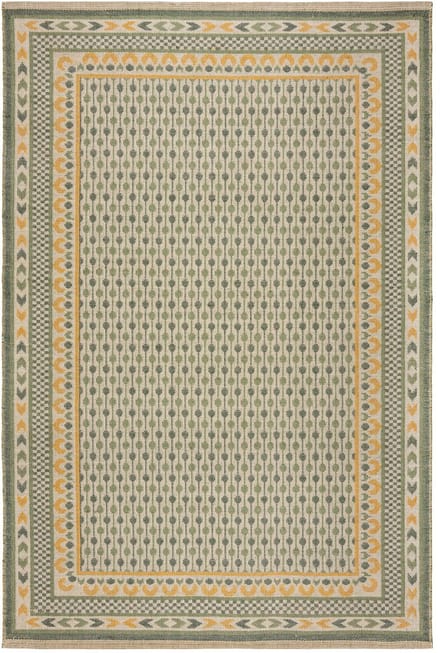 Flycarpets Laagpolig Geweven Jute Vloerkleed - Rand - Kader - Groen 160x230 cm
