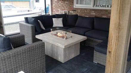 Vuurtafel Tree Terrasverwarmer Grijs geschuurd steigerhout 80x100x50cm