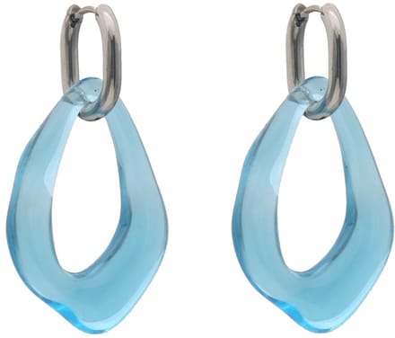 Oorbellen - RVS - acryl hanger - 4,5x2,5 cm - blauw