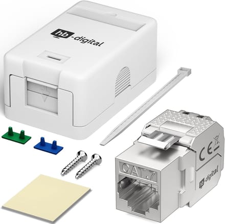 Netwerkaansluiting Opbouw - RJ45 Keystone Doos - Krachtige Netwerkverbinding - 10 Gbit/s Snelheid - 1 Poort - Wit