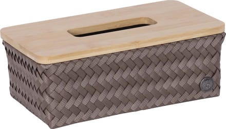 Tissuehouder - Tissuebox - Tissuedoos - Zakdoekdoos - Met deksel - Handed By Top Fit rectangular - donkerbruin - taupe