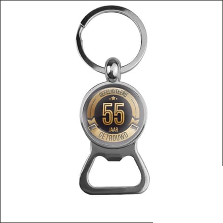 Bieropener Glas - Gefeliciteerd 55 Jaar Getrouwd