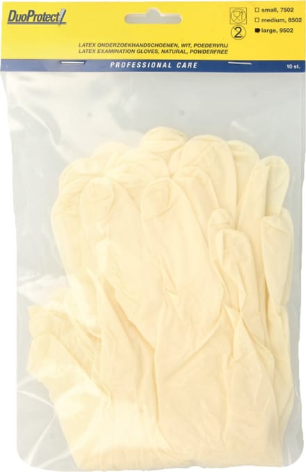 Duoprotect Handschoen latex poedervrij large 10 Stuks