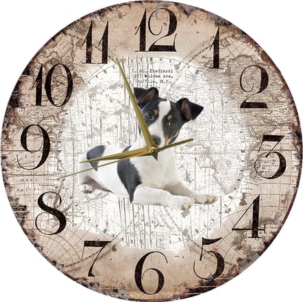 Houten Klok - 30cm - Hond - Jack Russel