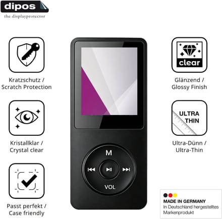 dipos – 4x Beschermfolie geschikt voor Witfoam SHD151 MP3-Player | Krasbestendige & heldere Screenprotector Ultra-Thin