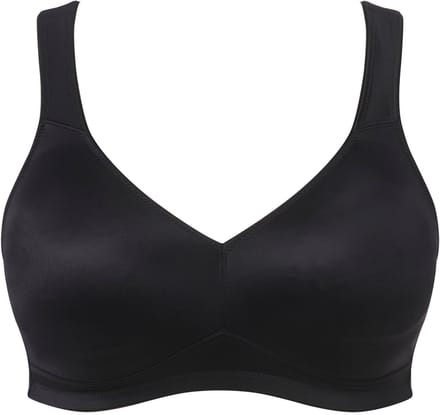 Ulla Popken - Dames - Microvezel-beha voorgevormde cups ademend - Klassiek zwart - Maat 115D