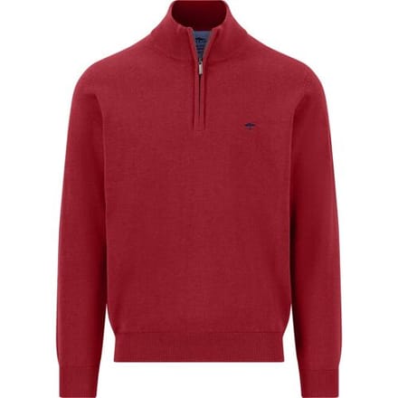 Fynch-Hatton Trui Solid Color Troyer Zip Superfine Cotton Brick / male