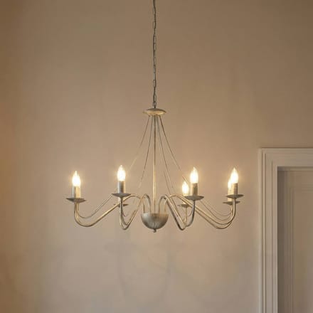 HELAM Kroonluchter Malbo, witgoud, metaal, 8-lamps, E14