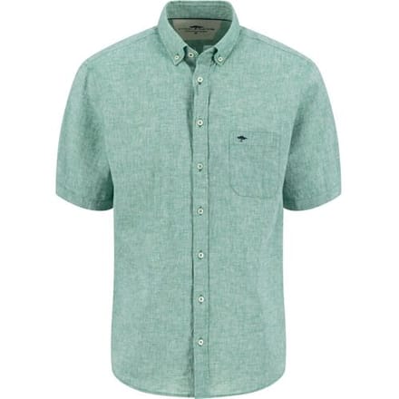 Fynch-Hatton Overhemd Short Sleeve Linnen Cotton Solid Color Button-Down Jade / male