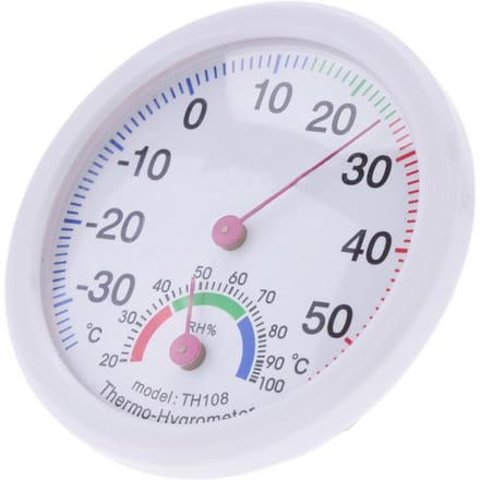 Binnen analoge thermometer hygrometer temperatuur vochtigheidsmeter kunststof wit