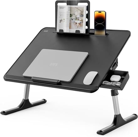 Inklapbare bedtafel 60 x 40 cm met verstelbare hoogte en accessoires