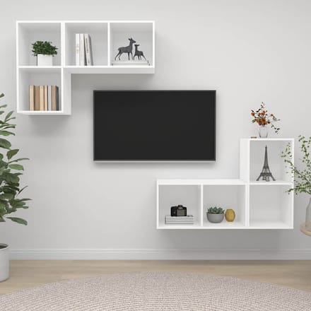 vidaXL - Tv-wandmeubelen - 4 - st - bewerkt - hout - wit