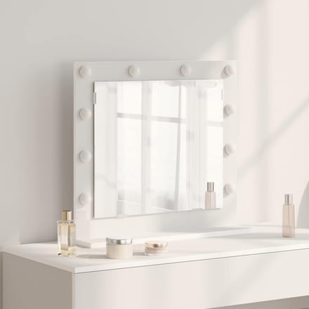 vidaXL - Make-up - Spiegel - Wit - 60 - x - 55 - x - 18 - cm - Glas - en - samengesteld - hout