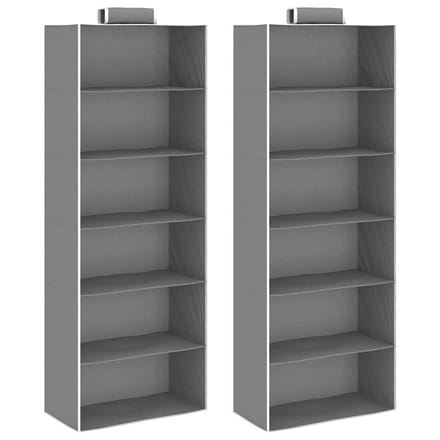 vidaXL - Kledingorganisers - hangend - 2 - st - met - 6 - schappen - stof