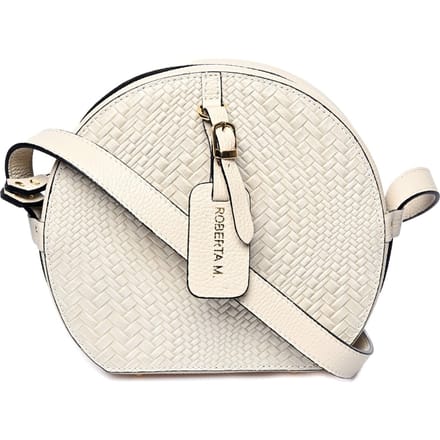 Roberta M Beige Rundleer Tas
