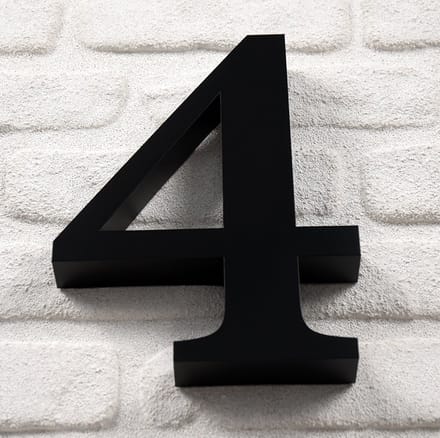 Promessa-Design - Huisnummer 4 RVS Zwart 3D Bold - Hoogte 25 cm - Dikte 3 cm - Type 3D/25/Zwart/4/RomaBold.