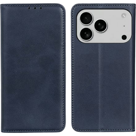 CaseBody Apple iPhone 17 Pro Max Real Leather Wallet Hoesje Blauw