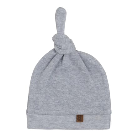 Baby's Only Knoopmutsje Melange - Grijs - 3-6 mnd - 100% ecologisch katoen - GOTS