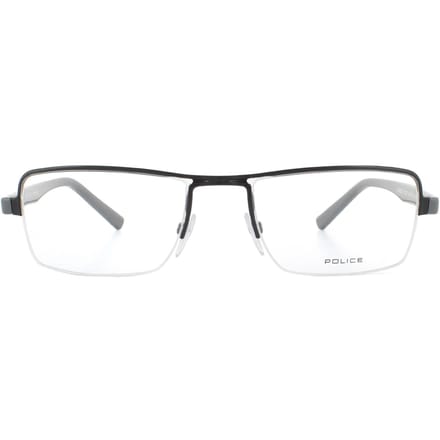 Police Half Rimless Glanzend Zwarte Heren Brilmonturen