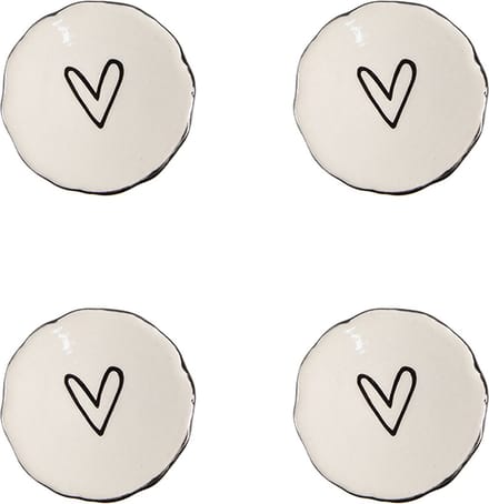 Clayre & Eef Deurknop Set van 4 Ø 4 cm Beige Keramiek Hart