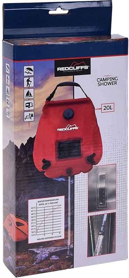 Campingdouche met thermometer - 20 liter - groen