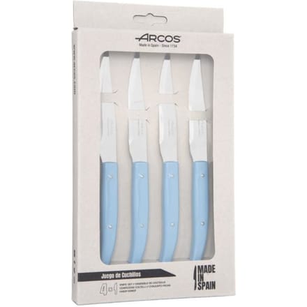 Steakmessen - ARCOS - Set van 4 - Lemmet van NITRUM® roestvrij staal - Ergonomisch handvat - Kleur Blauw