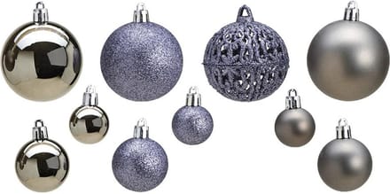 Kerstballen - 100 stuks - grijs - kunststof - 3, 4 en 6 cm