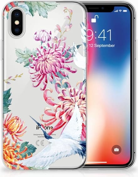 Apple iPhone X | Xs TPU Hoesje Bird Flowers