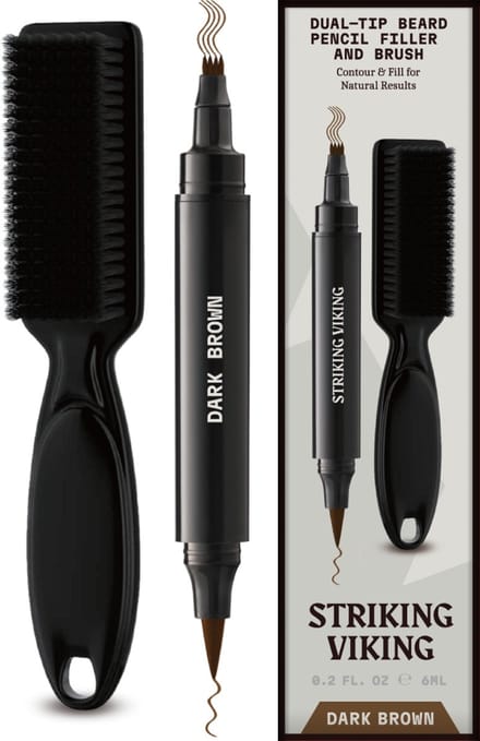Striking Viking Beard Filler Pen en Borstel voor Mannen - Lichtbruin