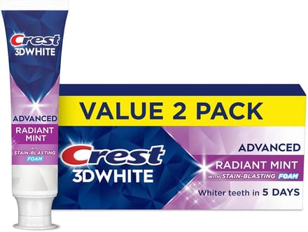 Crest 3D White Toothpaste - Advanced Luminous Mint - Teeth Whitening - Tandenpoetsen - Tandpasta- 2x
