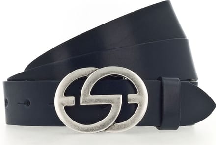 Vanzetti Leren Riem Full Leather Buckel Belt W75 Navy Donkerblauw