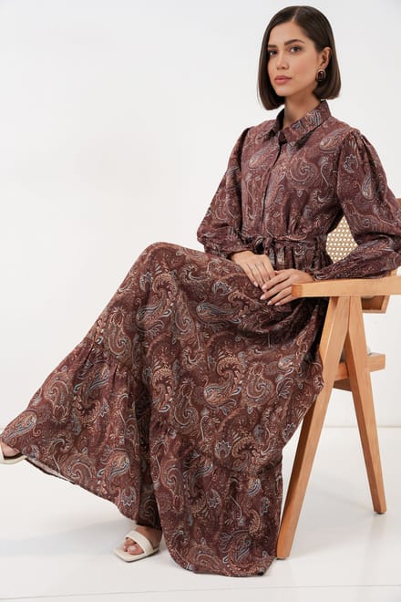 Maxi Overhemdjurk met Paisleyprint en Ceintuur