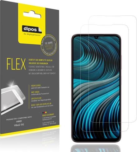 dipos – 2x Beschermfolie geschikt voor HMD Vibe2 5G | 3D Full Cover Screenprotector | 100% Passend