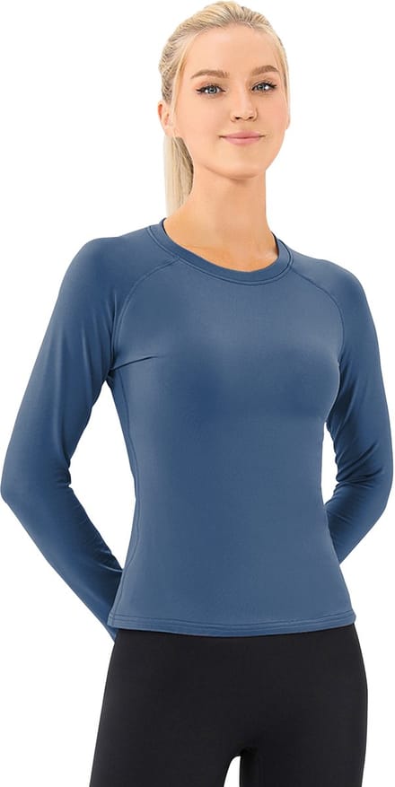 MEETHOO Thermo Shirt met Lange Mouwen voor Dames -Blauw-M